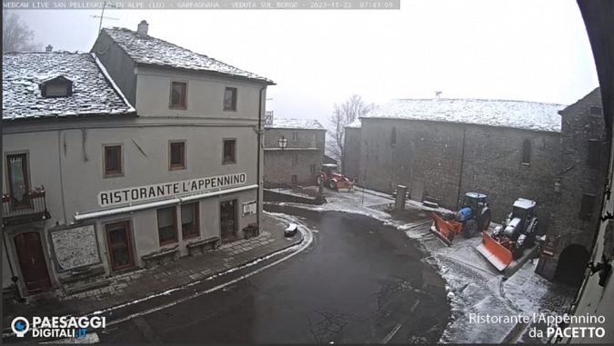 La neve stamani in Garfagnana