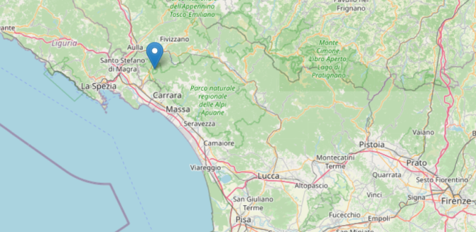 L'epicentro della scossa mappa